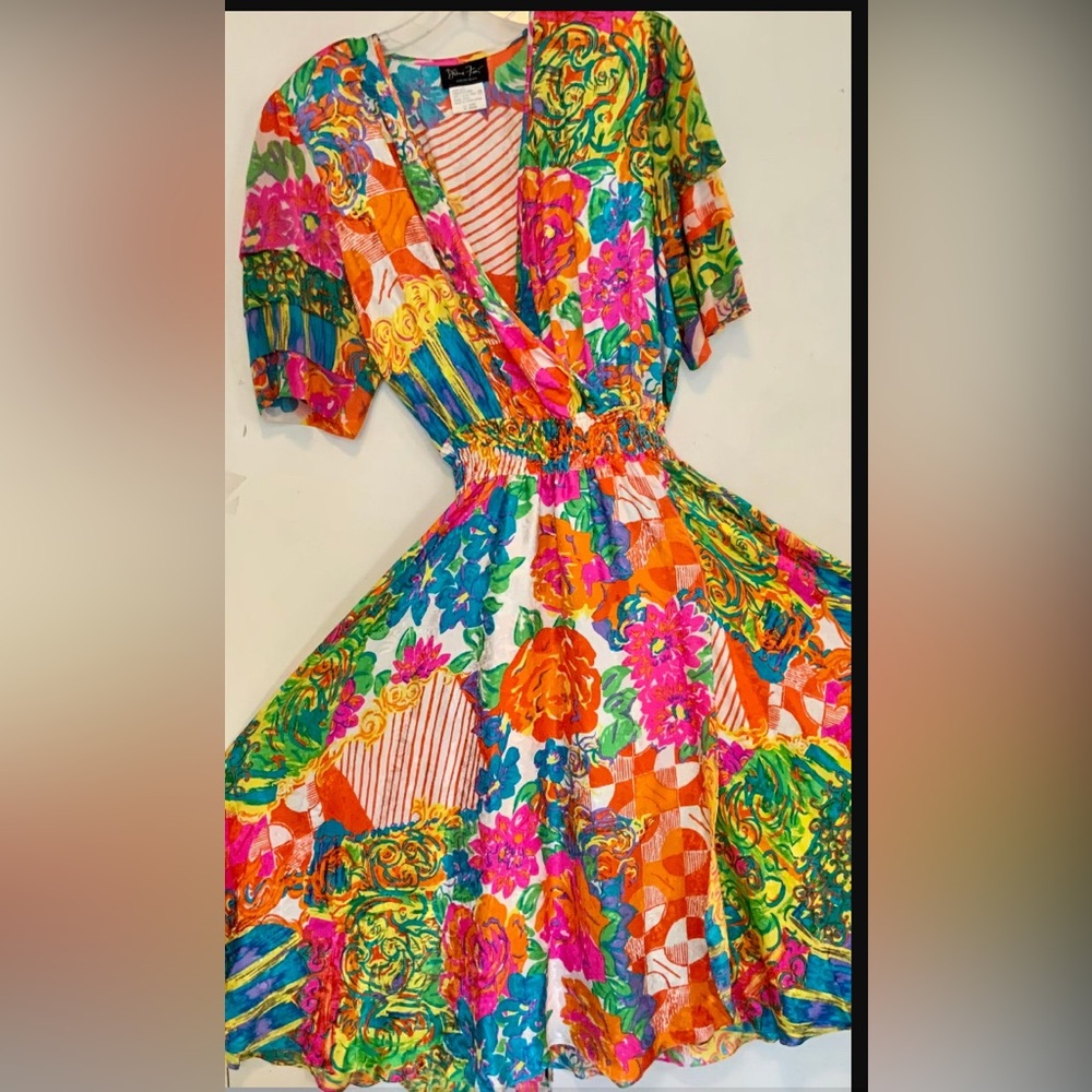 Vibrant 100% Silk Floral Maxi Dress
